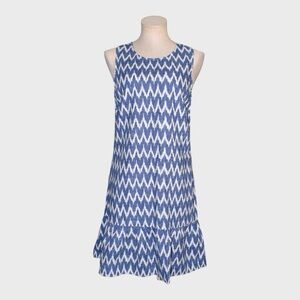 J Crew Chevron Ruffle Hem Bow Back Dress
